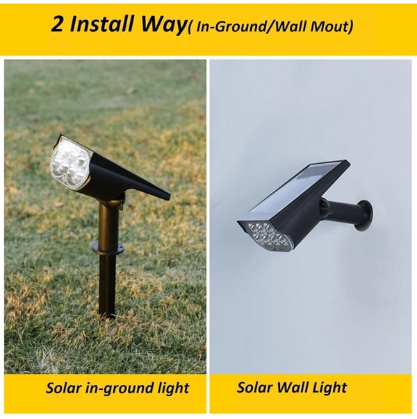 Outdoor Solar Spotlight Adjustable Panel & Head Spike Mount