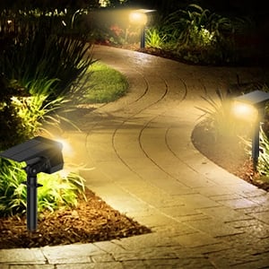 Outdoor Solar Spotlight Adjustable Panel & Head Spike Mount