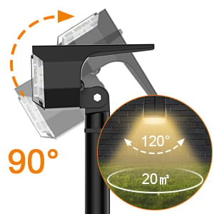 Outdoor Solar Spotlight Adjustable Panel & Head Spike Mount
