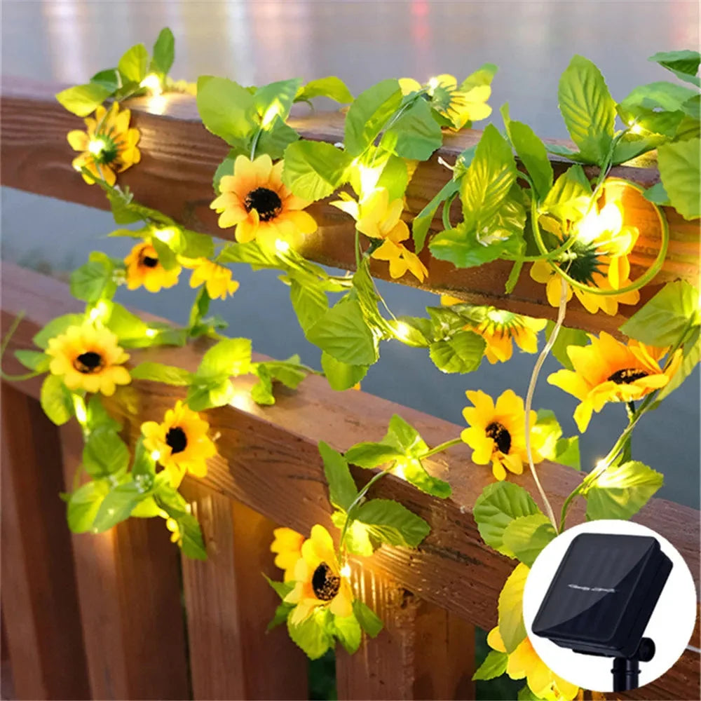 Outdoor Solar String Lights Floral Warm White Weatherproof