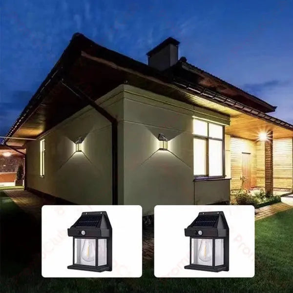 Outdoor Solar Wall Lantern Motion-Activated Edison Filament