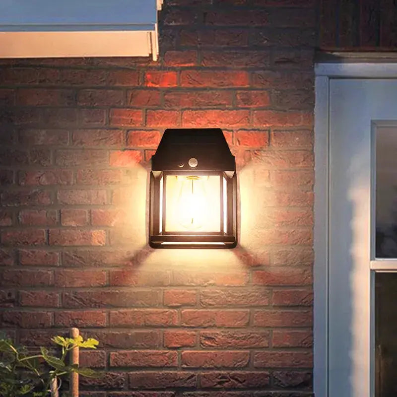 Outdoor Solar Wall Lantern Motion-Activated Edison Filament