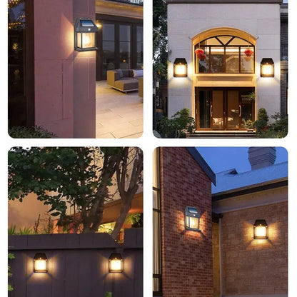 Outdoor Solar Wall Lantern Motion-Activated Edison Filament