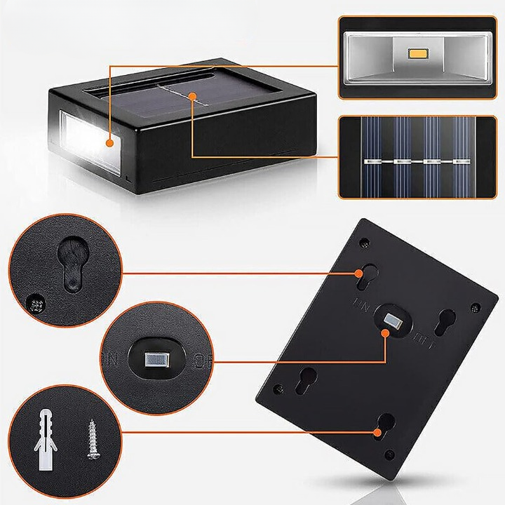 Outdoor Solar Wall Light Warm White Dusk Sensor