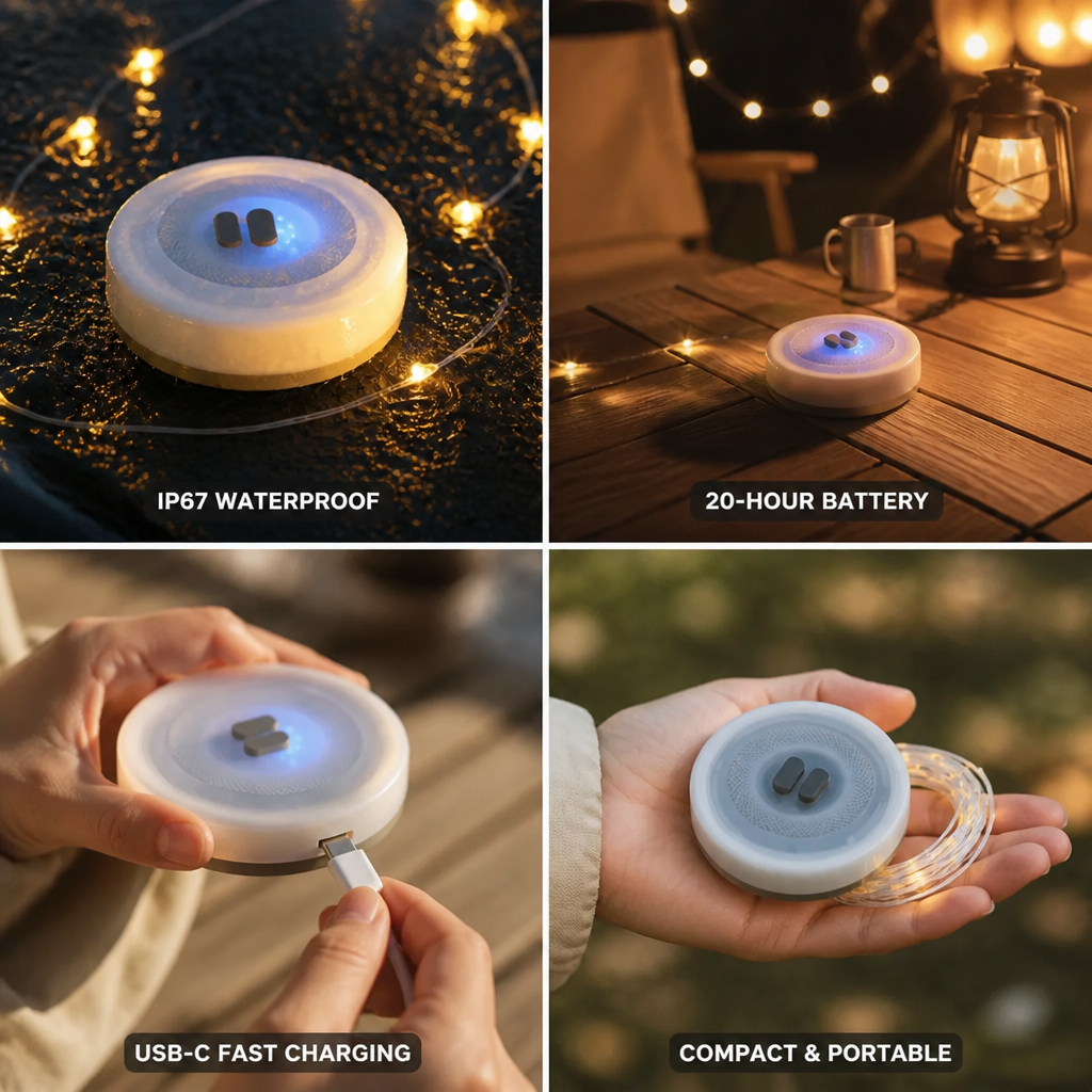 Outdoor String Lights IP67 Waterproof 20-Hour Battery