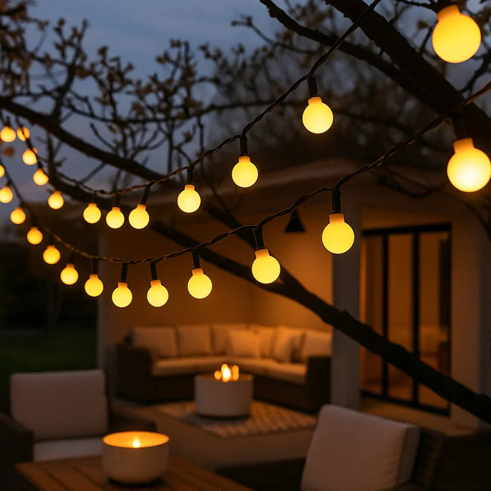 Outdoor String Lights Solar Dusk-to-Dawn IP65 Waterproof