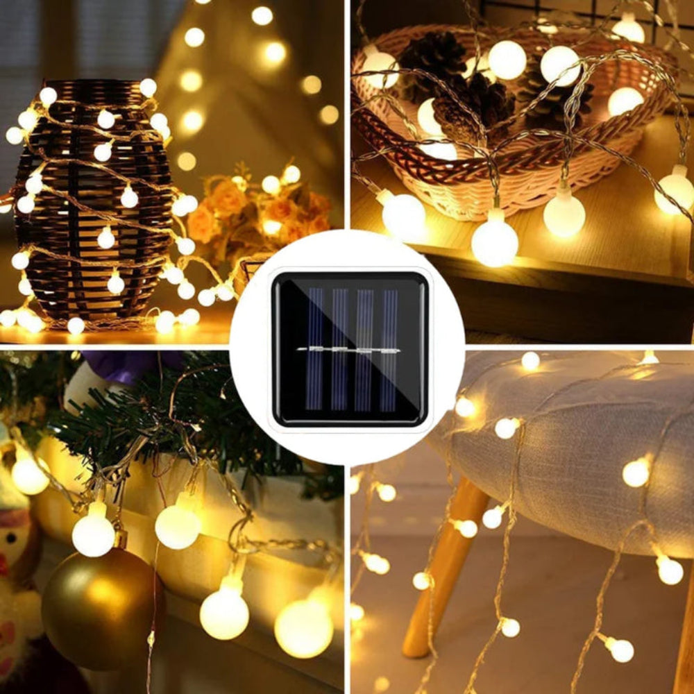 Outdoor String Lights Solar Dusk-to-Dawn IP65 Waterproof