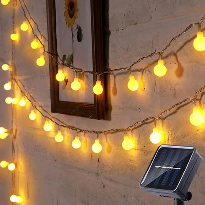 Outdoor String Lights Solar Dusk-to-Dawn IP65 Waterproof