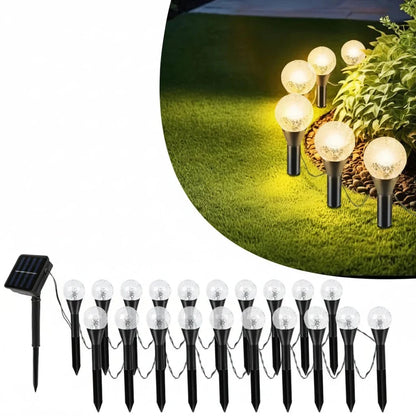Outdoor String Lights Solar-Powered 20 Warm White LEDs