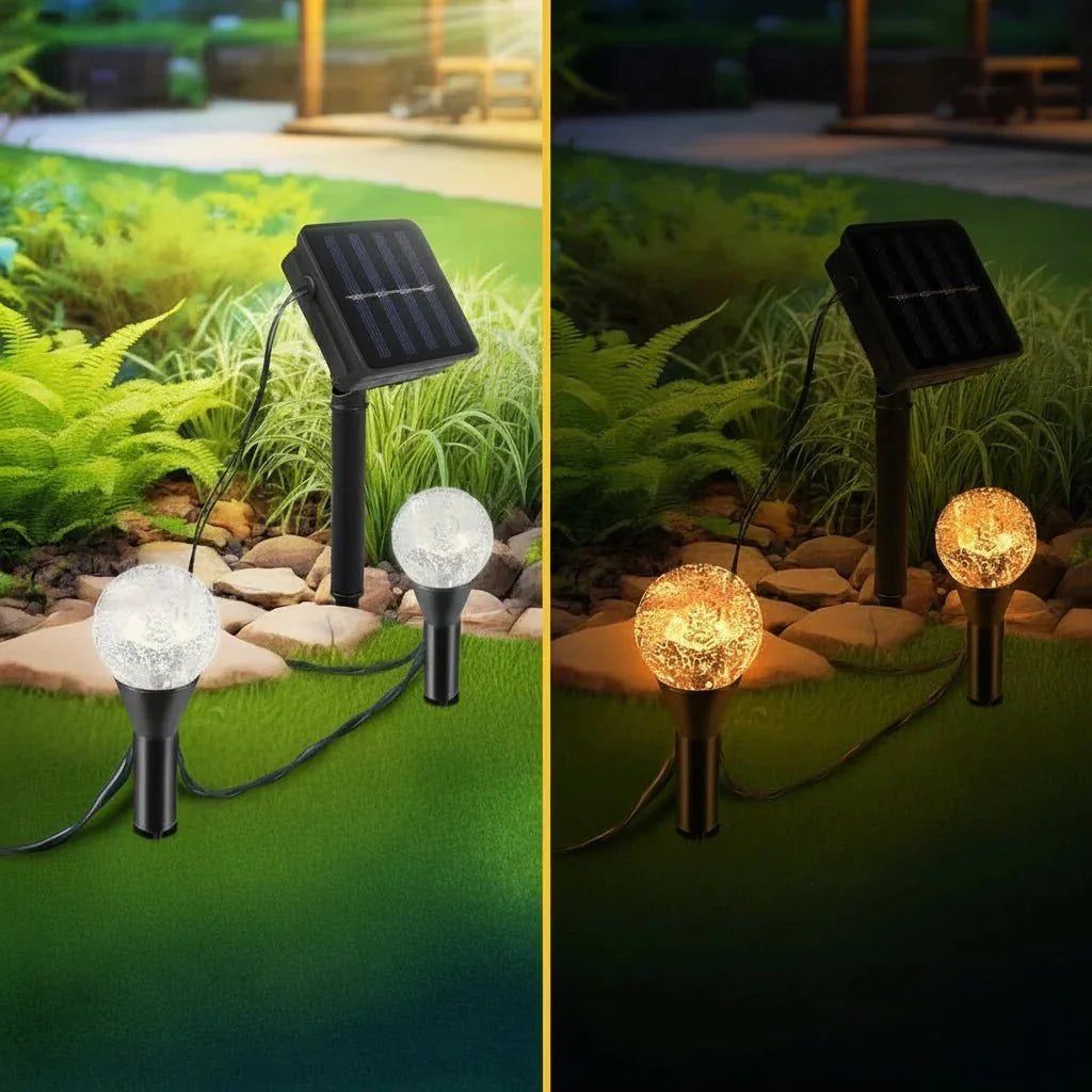 Outdoor String Lights Solar-Powered 20 Warm White LEDs