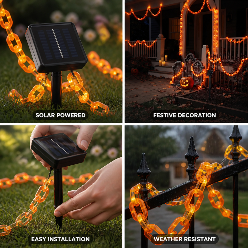 Outdoor String Lights Solar-Powered Pumpkin Chain