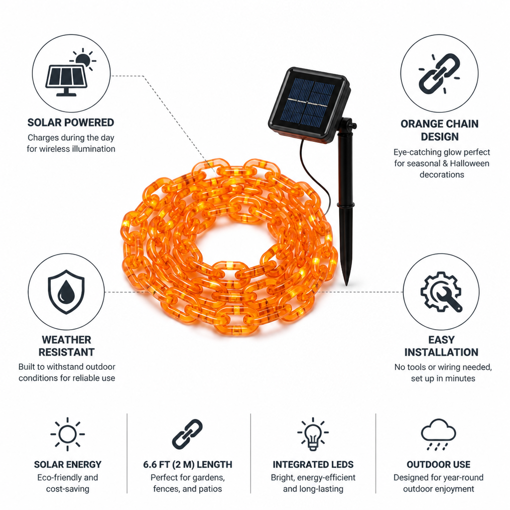 Outdoor String Lights Solar-Powered Pumpkin Chain