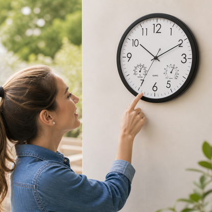 Outdoor Wall Clock 30 cm Time Temperature & Humidity