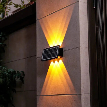 Outdoor Wall Light Solar-Powered Weatherproof Three-Color LED