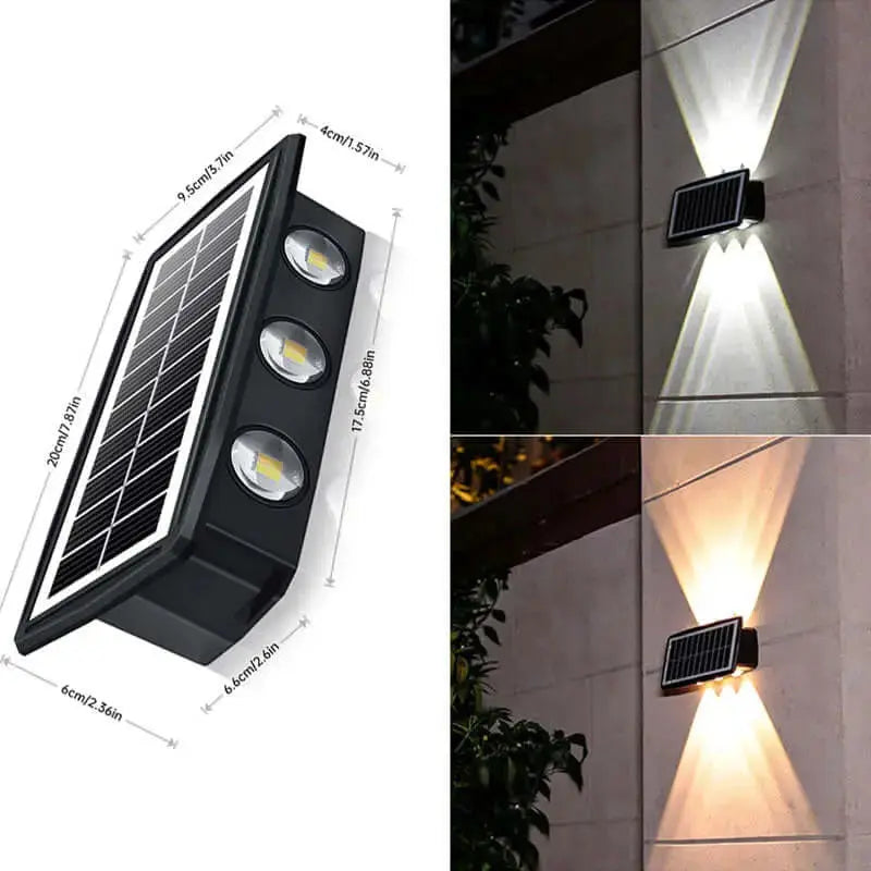 Outdoor Wall Light Solar-Powered Weatherproof Three-Color LED