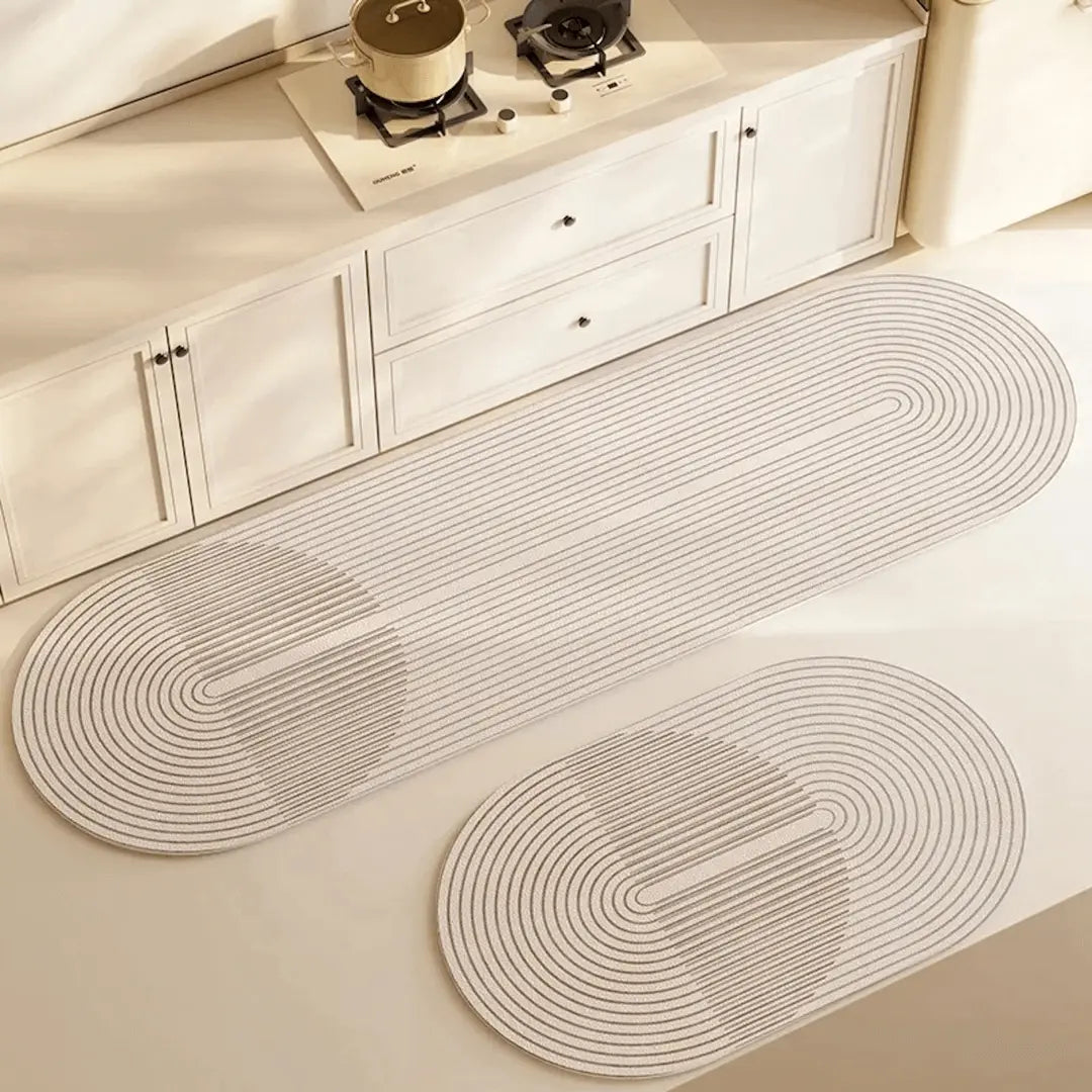 Oval Kitchen Mat Microfiber & Non-Slip Backing