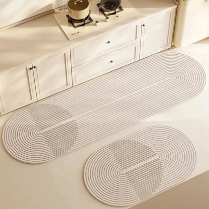 Oval Kitchen Mat Microfiber & Non-Slip Backing