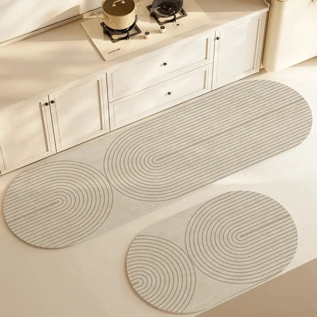 Oval Kitchen Mat Microfiber & Non-Slip Backing