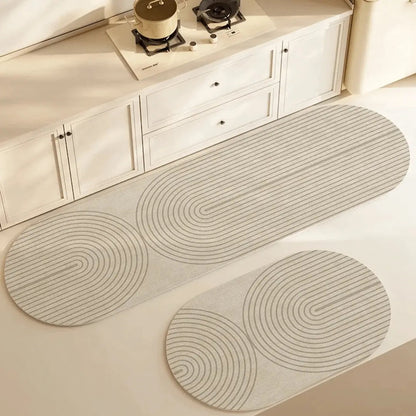 Oval Kitchen Mat Microfiber & Non-Slip Backing