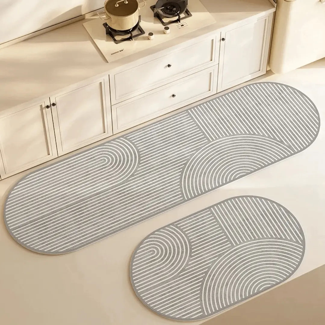 Oval Kitchen Mat Microfiber & Non-Slip Backing