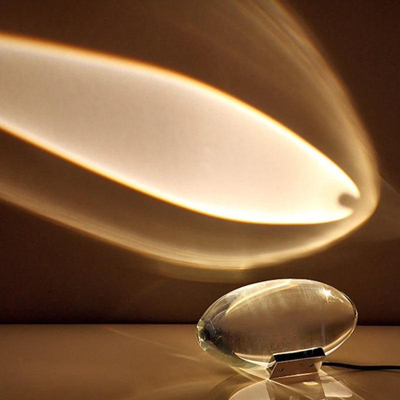 Oval Table Lamp Crystal Glass Three-Color LED