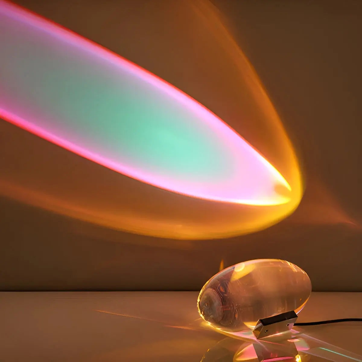 Oval Table Lamp Crystal Glass Three-Color LED