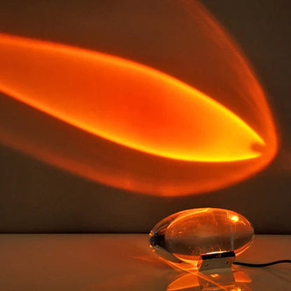Oval Table Lamp Crystal Glass Three-Color LED