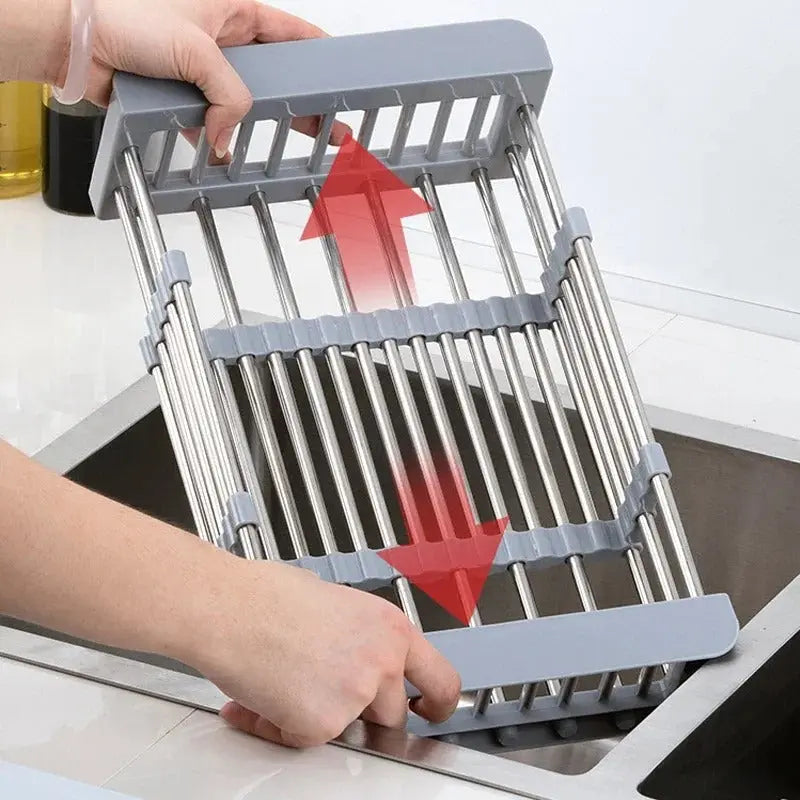 Over-Sink Draining Basket Extendable Stainless Steel Non-Slip