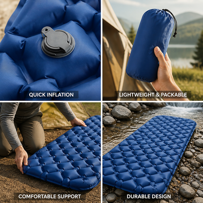 Packable Inflatable Camping Sleeping Pad With Ergonomic Air Chambers (520 g)