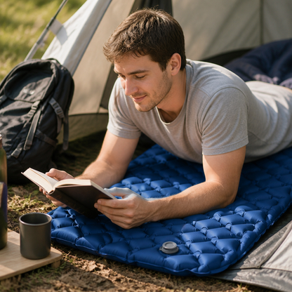 Packable Inflatable Camping Sleeping Pad With Ergonomic Air Chambers (520 g)