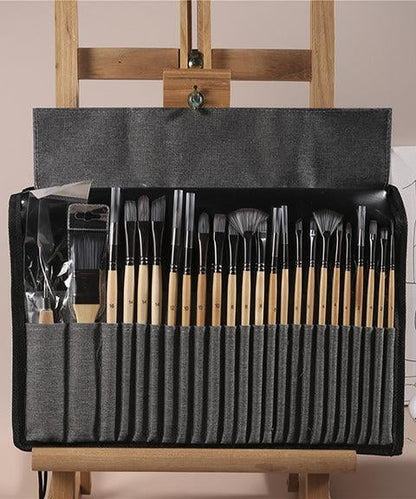 Paint Brush Set 24-Piece Nylon Bristles Wood Handles