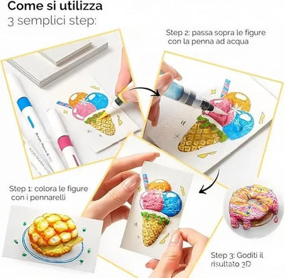 Painting Kit Moisture-Activated 3D Paper & Watercolor Pencils