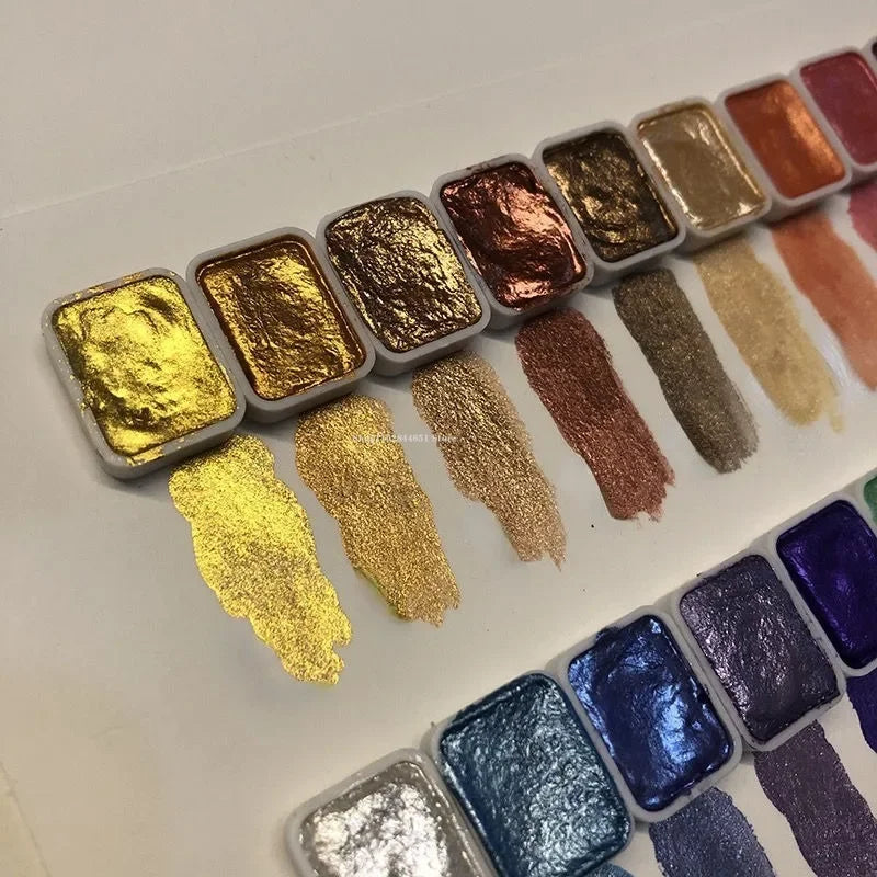 Pearlescent Pigment Set 10 Shimmer Shades & Built-In Mixing Palette