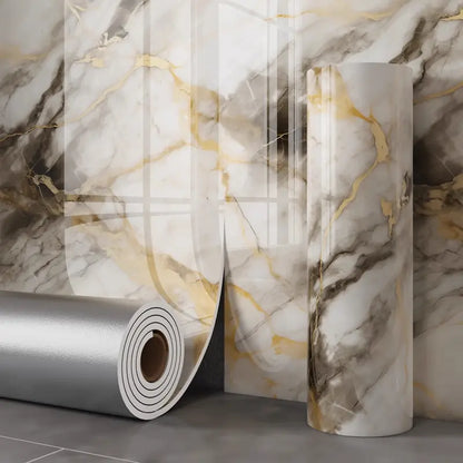 Peel-and-Stick Wallpaper 3D Wood & Marble Self-Adhesive Heat-Resistant