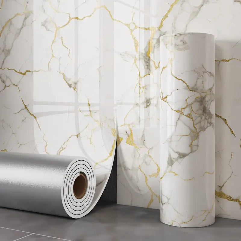 Peel-and-Stick Wallpaper 3D Wood & Marble Self-Adhesive Heat-Resistant