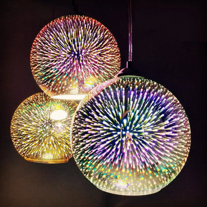 Pendant Light 3D Textured Glass Shade Adjustable Cable