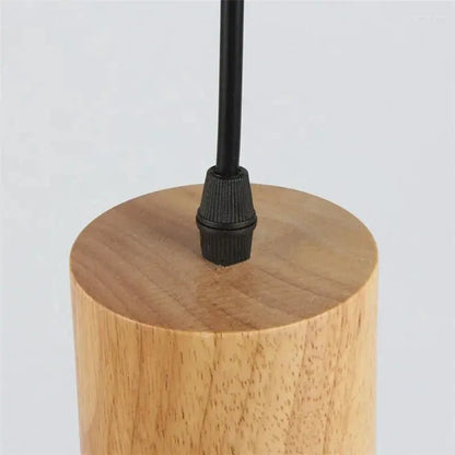 Pendant Light Aluminum Shade & Wood Accent Adjustable Cable