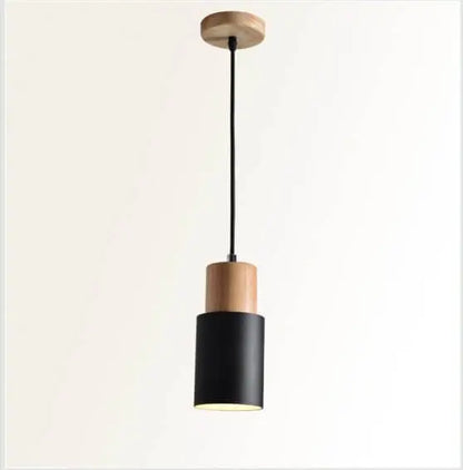 Pendant Light Aluminum Shade & Wood Accent Adjustable Cable