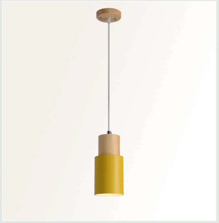 Pendant Light Aluminum Shade & Wood Accent Adjustable Cable