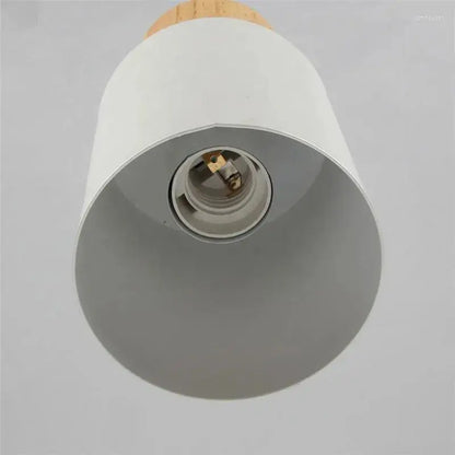 Pendant Light Aluminum Shade & Wood Accent Adjustable Cable
