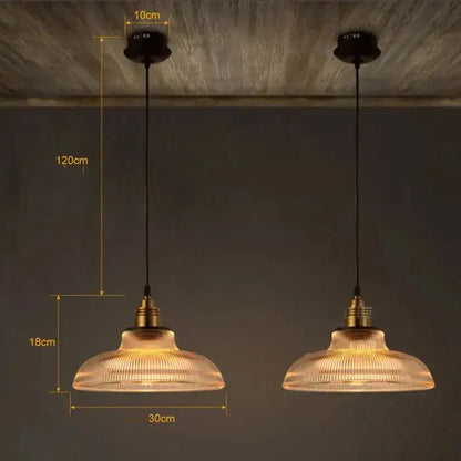 Pendant Light Ribbed Glass & Brushed Brass Adjustable Cable