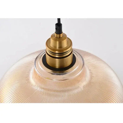Pendant Light Ribbed Glass & Brushed Brass Adjustable Cable