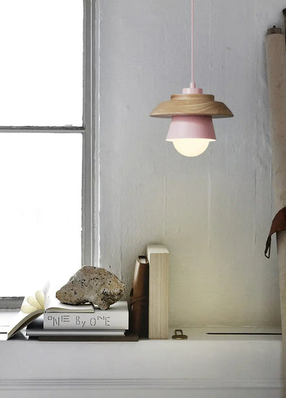 Pendant Light Scandinavian Wood Accent Height Adjustable
