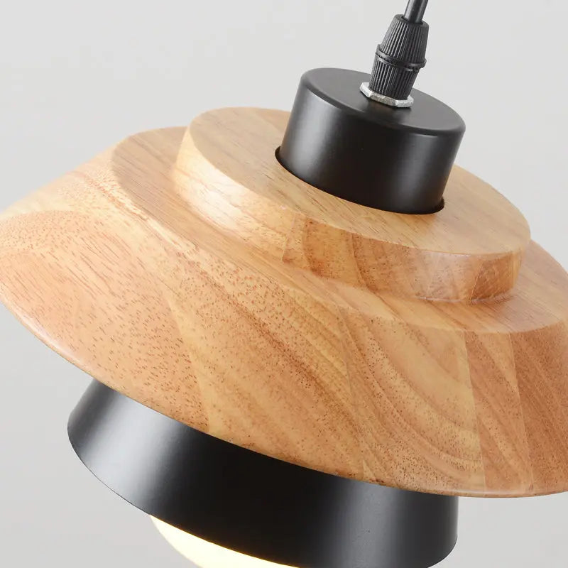 Pendant Light Scandinavian Wood Accent Height Adjustable
