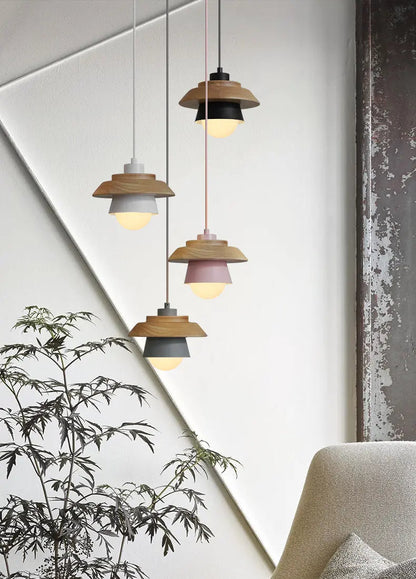 Pendant Light Scandinavian Wood Accent Height Adjustable