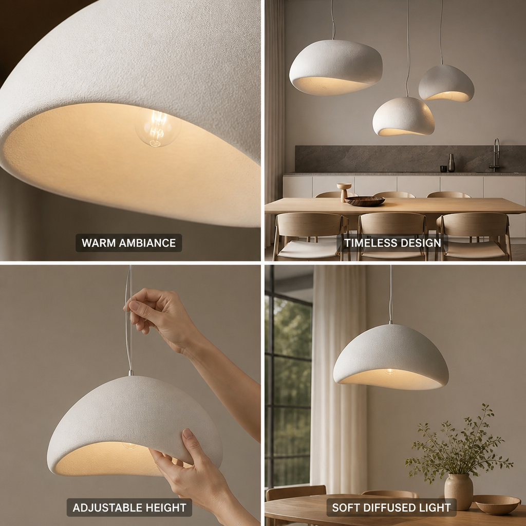 Pendant Light Wabi-Sabi Fabric Shade Warm Diffused Light