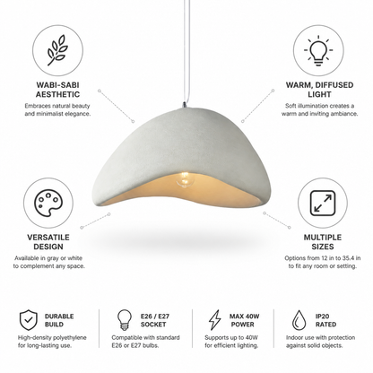 Pendant Light Wabi-Sabi Fabric Shade Warm Diffused Light