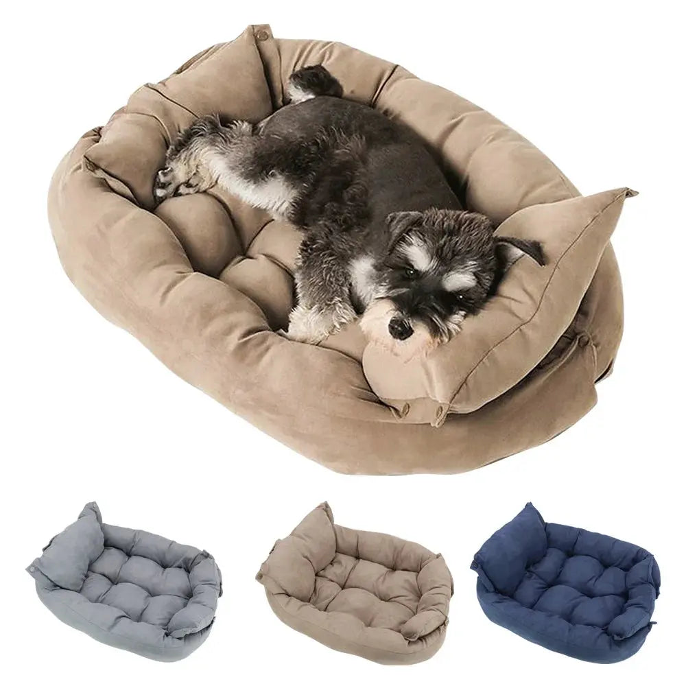 Pet Bed 3-In-1 Convertible Breathable Cotton & Padded