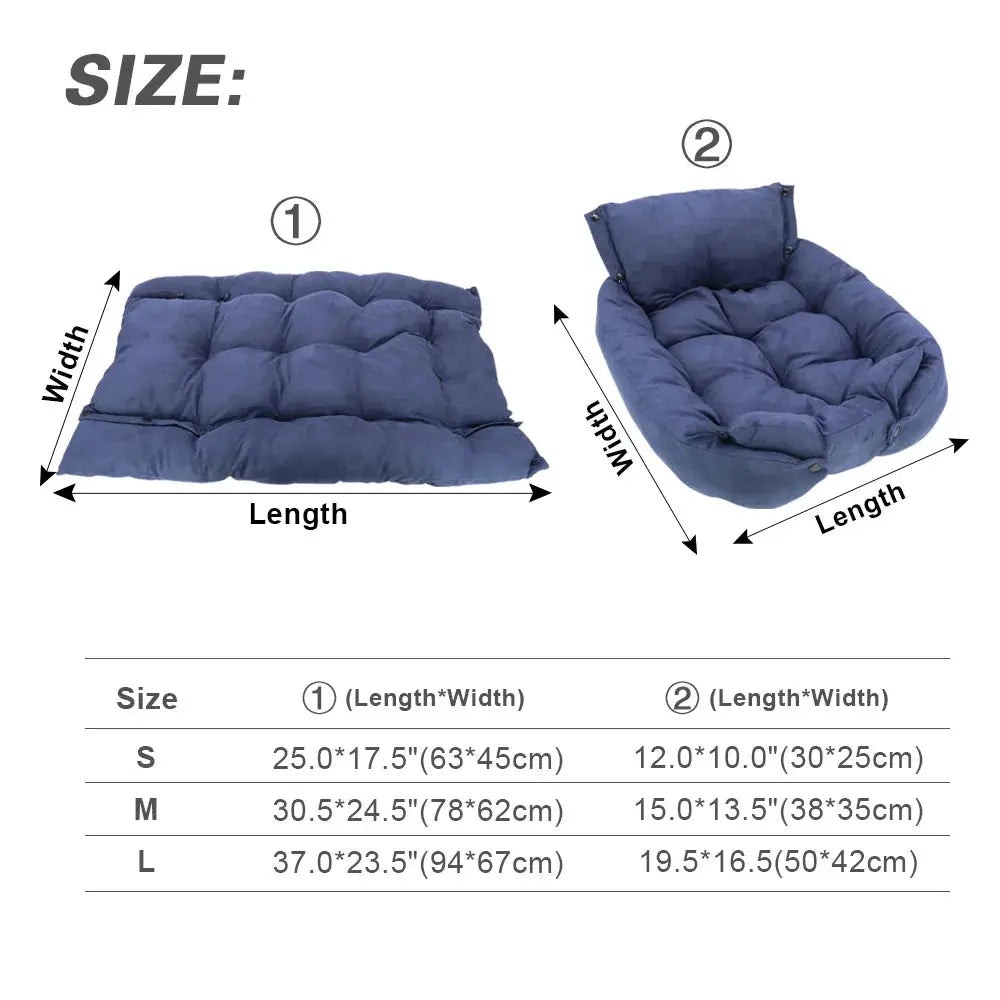 Pet Bed 3-In-1 Convertible Breathable Cotton & Padded