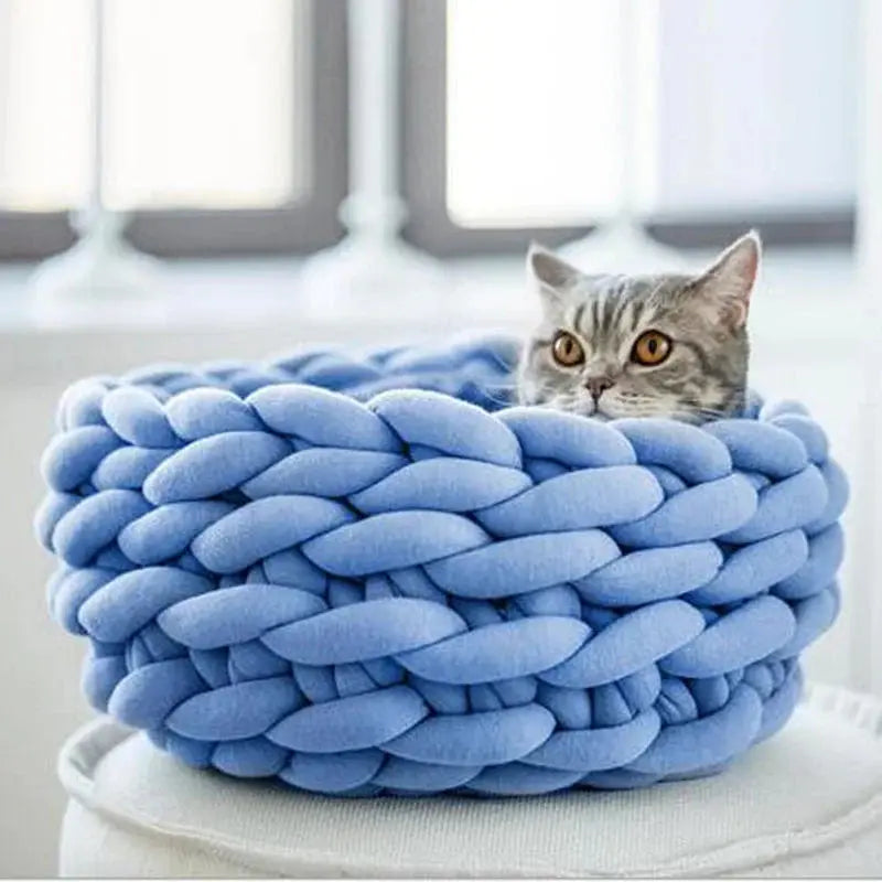 Pet Bed Knitted Wool Braided Sides & Machine Washable